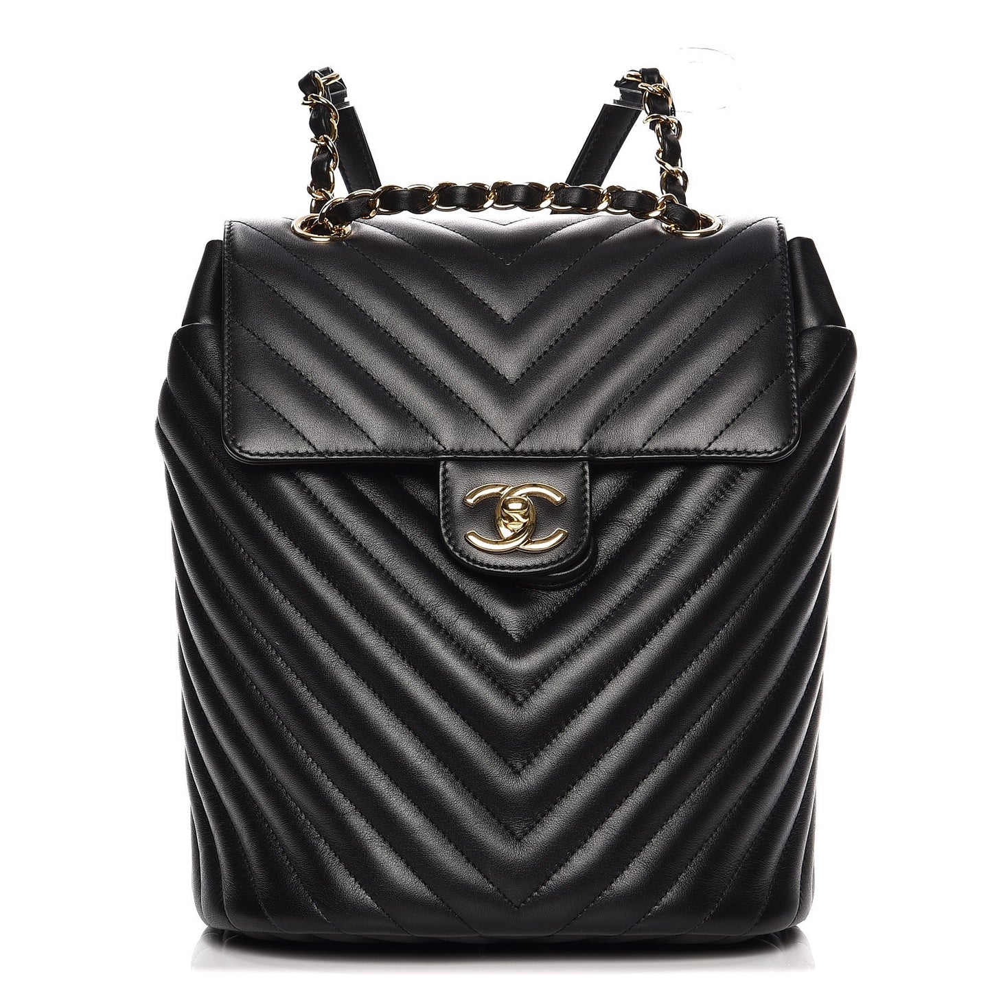 Calfskin Chevron Quilted Small Urban Spirit Backpack Black