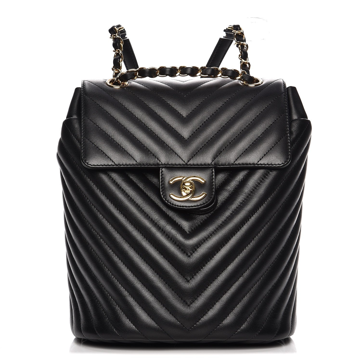 Chanel Calfskin Chevron Quilted Small Urban Spirit Backpack Black 1 of 7