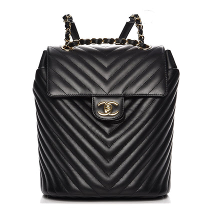 Chanel Calfskin Chevron Quilted Small Urban Spirit Backpack Black 1 of 7