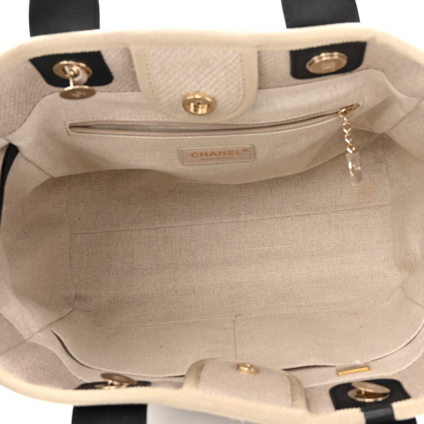 Mixed Fibers Small Deauville Tote Beige Black