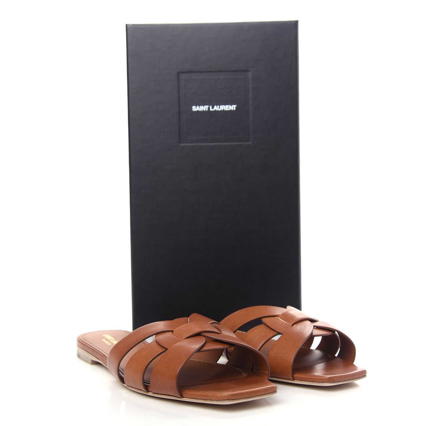 Calfskin Tribute 05 Slide Sandals 40 Ambra