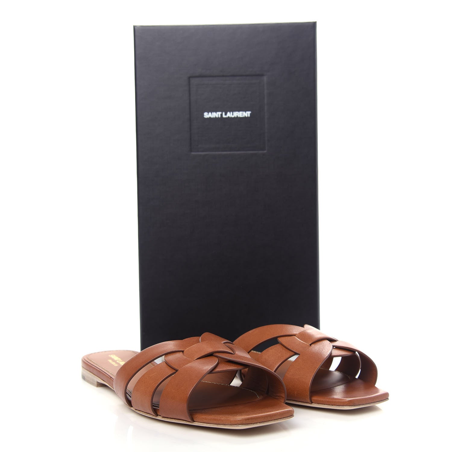 Saint Laurent Calfskin Tribute 05 Slide Sandals 40 Ambra 11 of 11