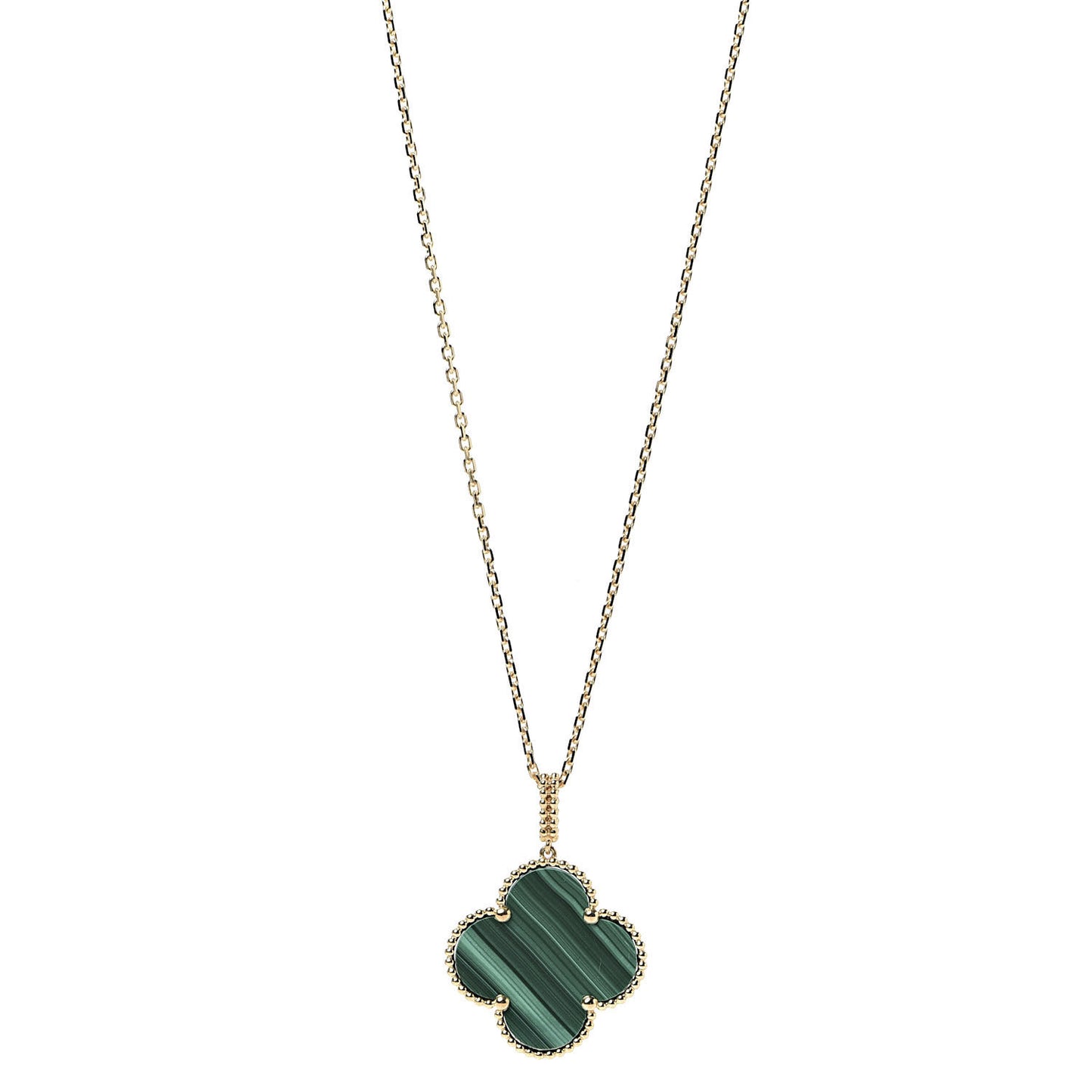 18K Yellow Gold Malachite Magic Alhambra Pendant Necklace