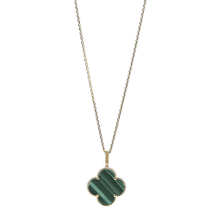 Van Cleef & Arpels 18K Yellow Gold Malachite Magic Alhambra Pendant Necklace 1 of 6