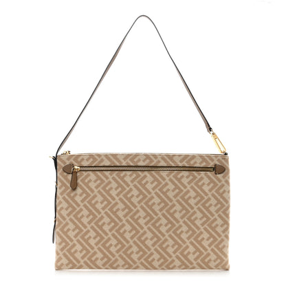 Fendi Wool Vitello King FF 1974 Diagonal Clutch Shoulder Bag Beige Cammello Sand 1 of 10