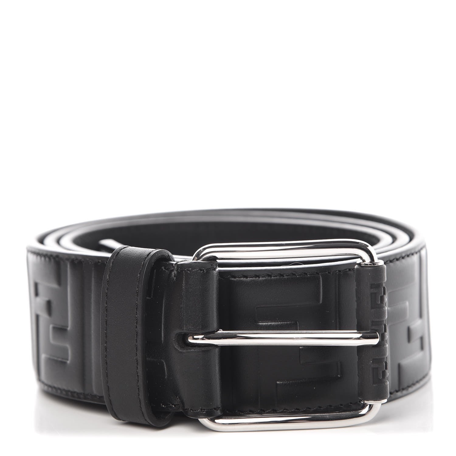 Fendi Vitello Century FF 1974 Embossed Belt 100 40 Black 1 of 6