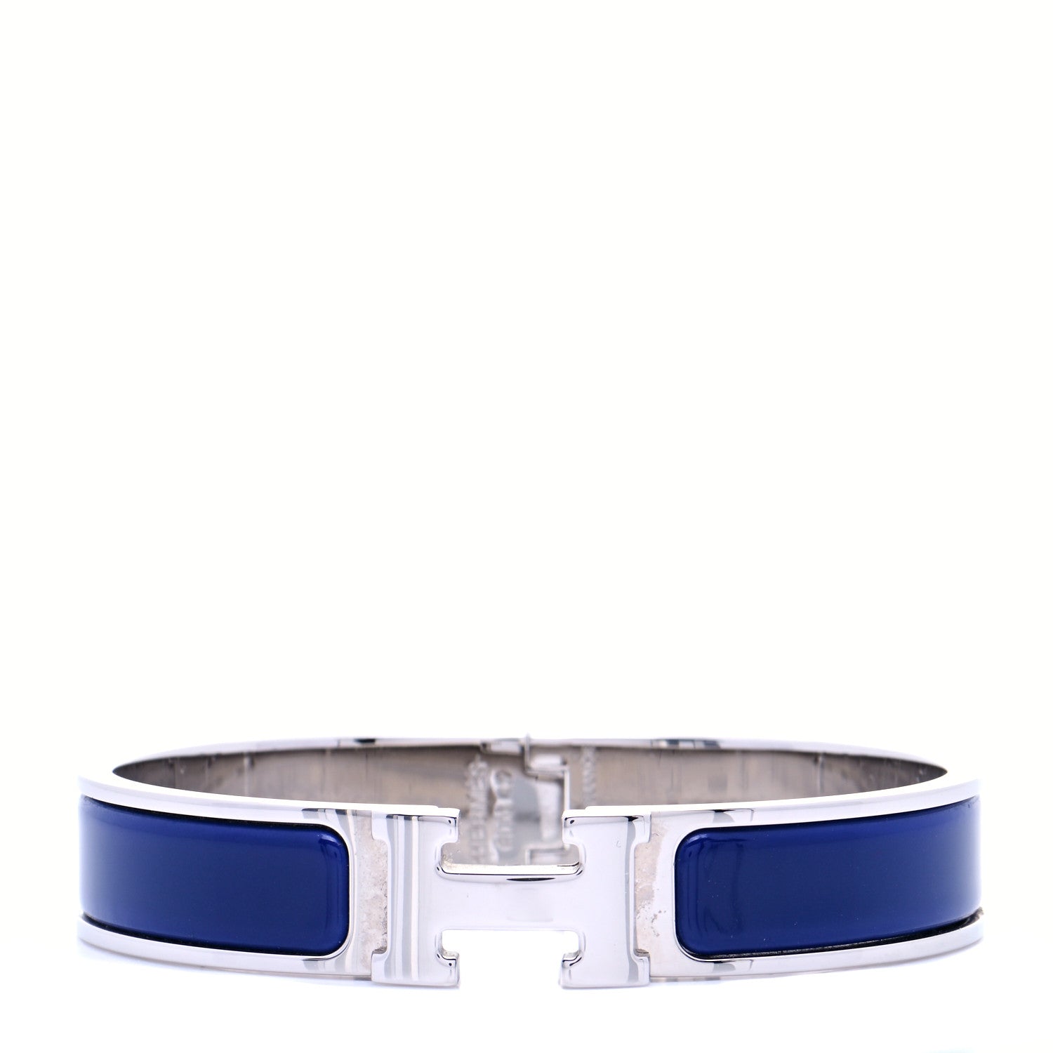 Hermes Enamel Narrow Clic Clac H Bracelet GM Indigo 1 of 8