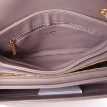 Chanel Lambskin Chevron Stitched Medium Envelope Flap Light Grey 5 of 13