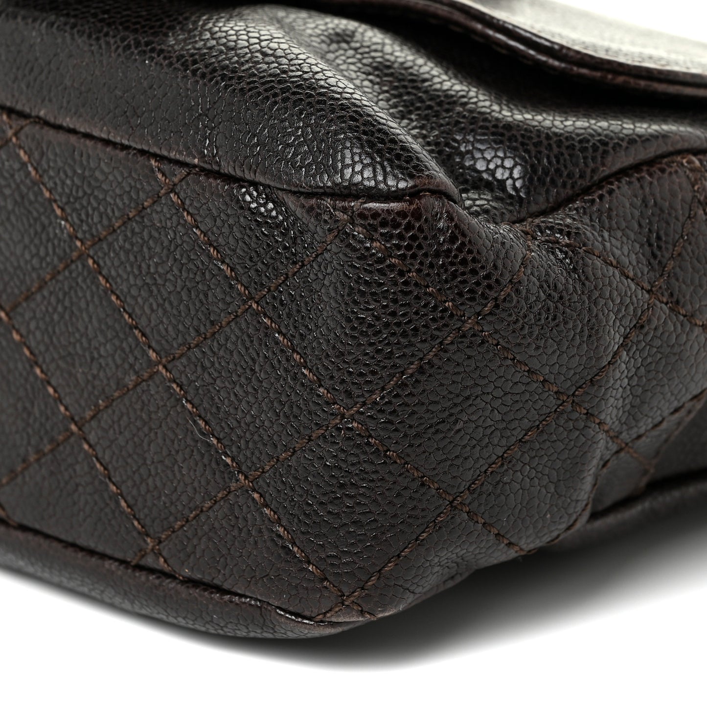 Glazed Caviar Small Pocket In The City Shoulder Bag Brown