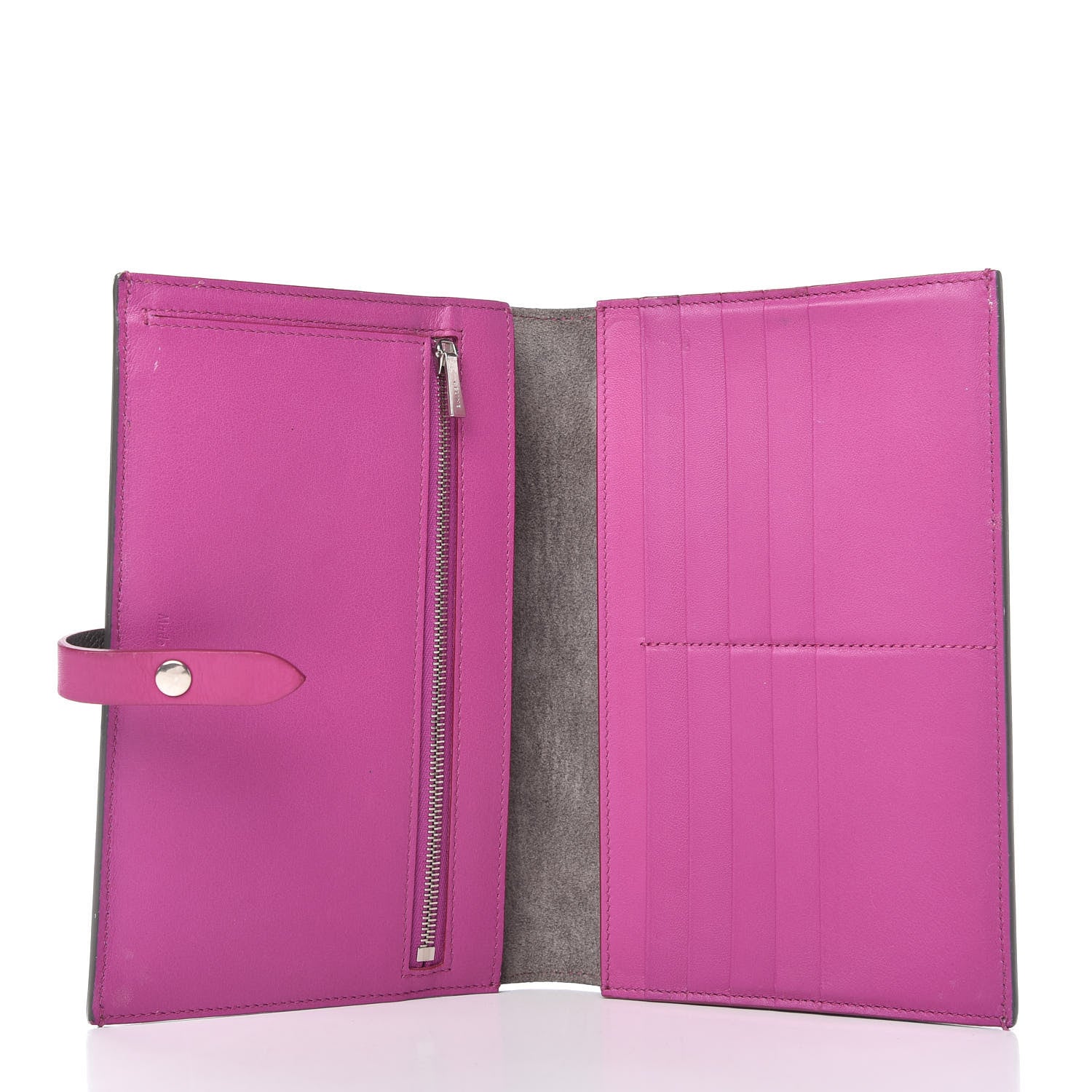 Celine Grained Calfskin Large Multifunction Strap Wallet Grey 5 of 11