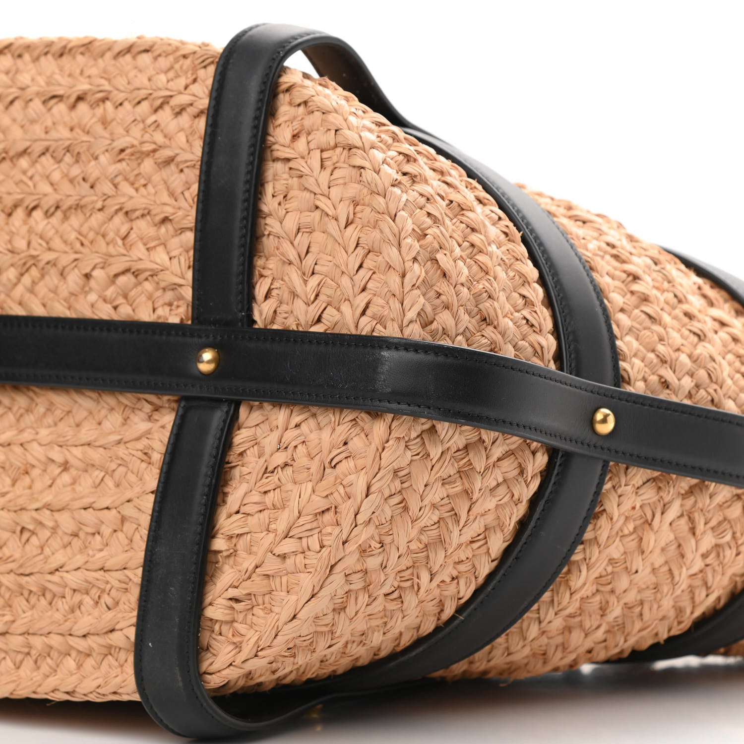 Saint Laurent Raffia Calfskin Caged Tote Naturale Black 10 of 10