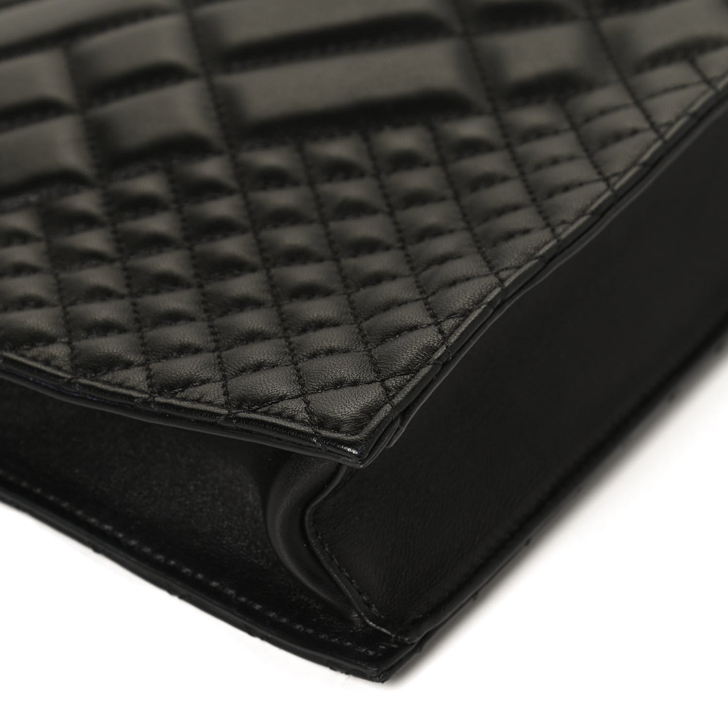 Calfskin Quilted Large Tribute Icon Crossbody Pouch Black