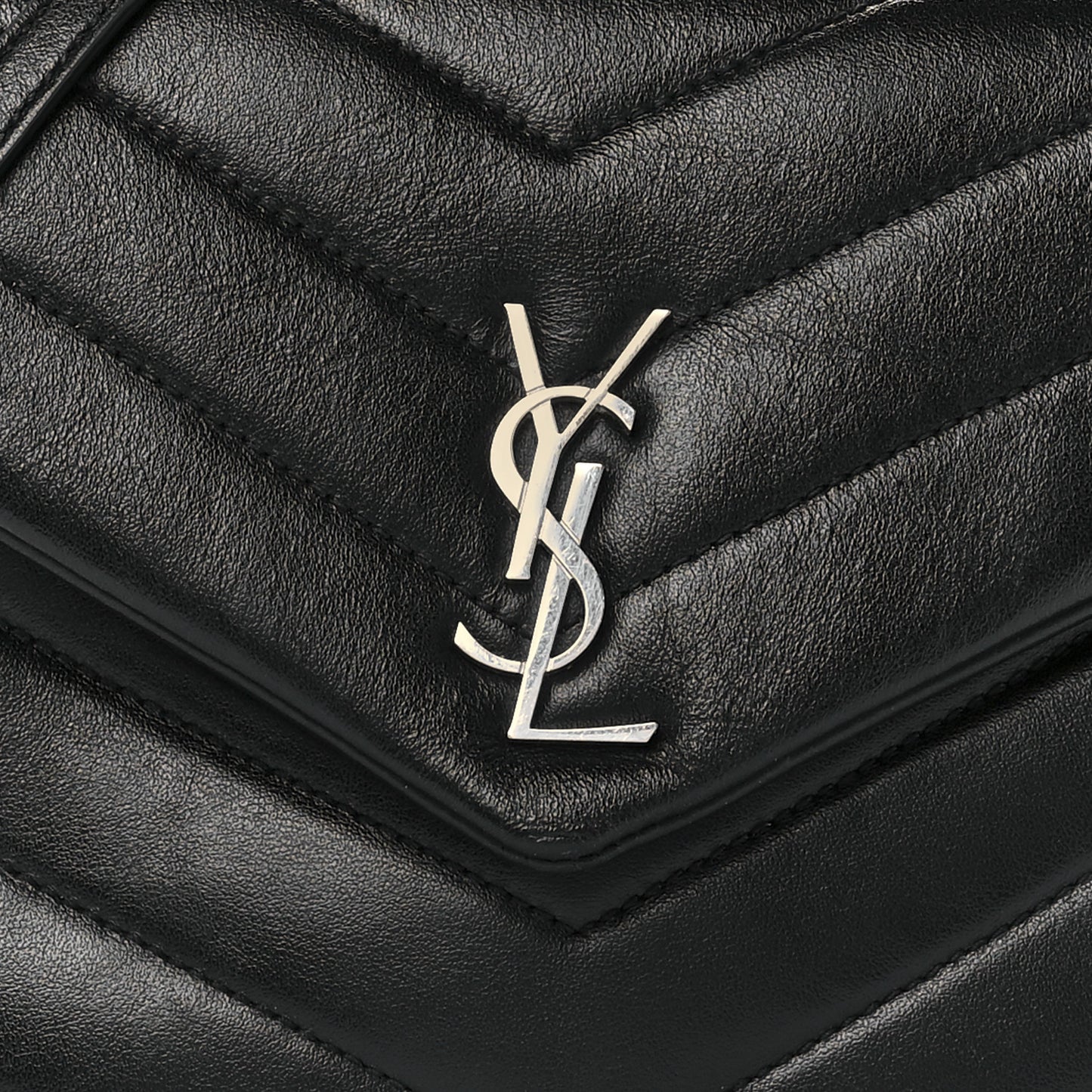 Calfskin Y Quilted Monogram Loulou Flap Bag Black