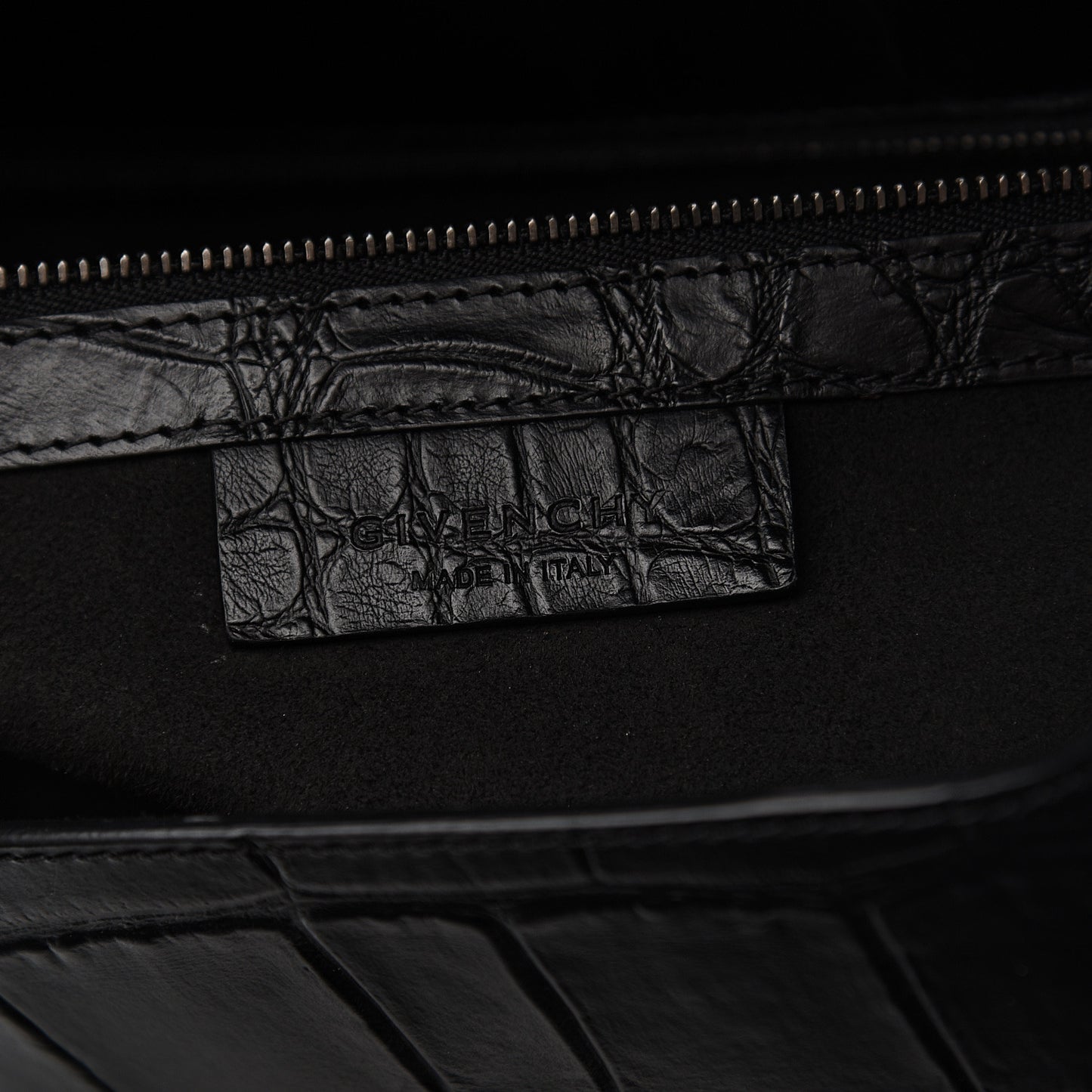 Calfskin Crocodile Embossed Medium Pandora Box Crossbody Bag Black