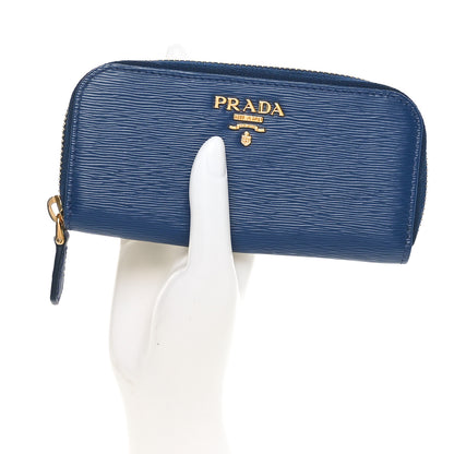 Prada Vitello Move Zip Around Key Holder Bleutte 2 of 12