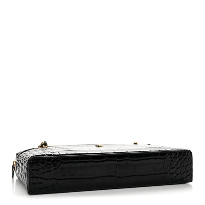 Chanel Calfskin Crocodile Embossed Crococo Exoticoco Long Vanity With Chain Black 4 of 12