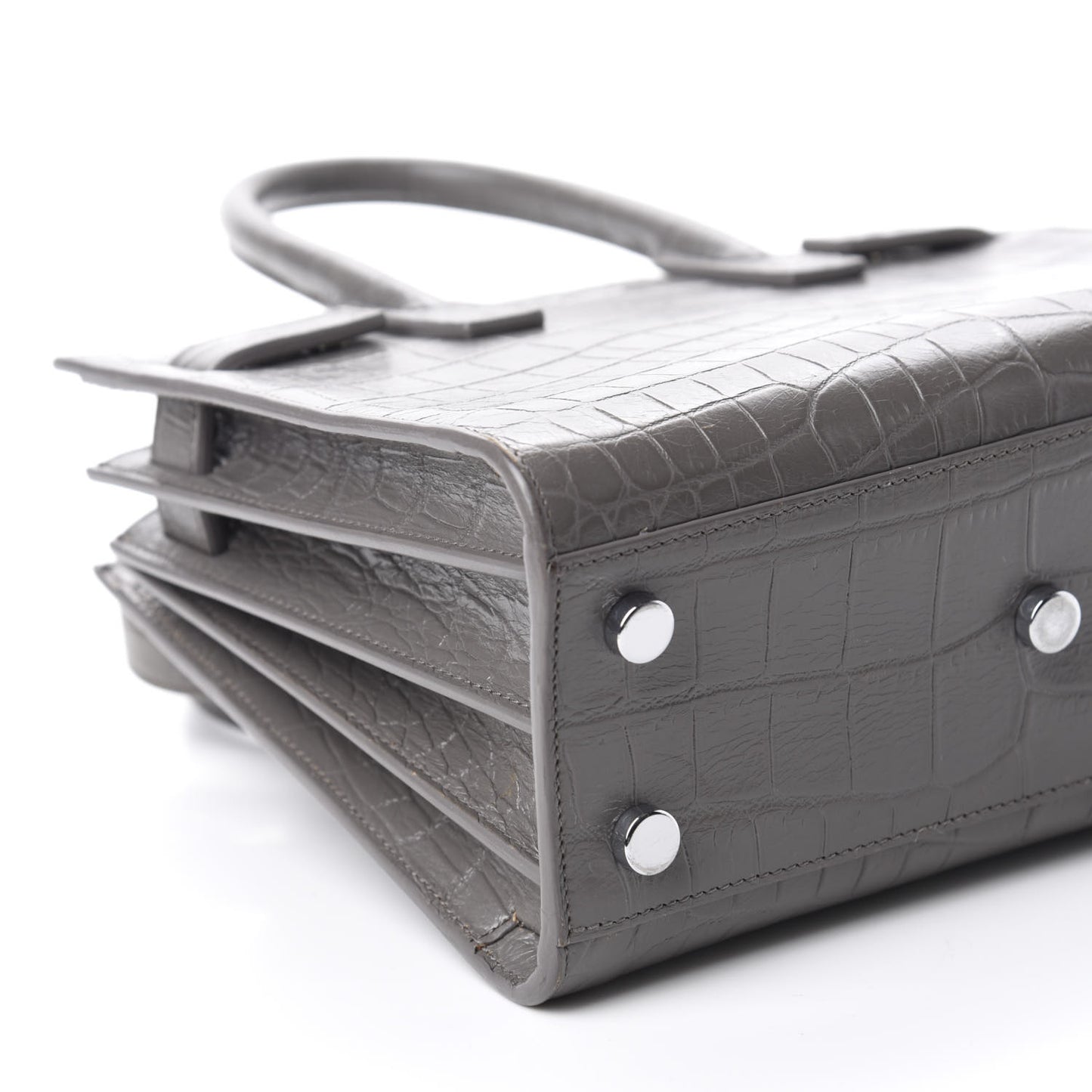 Calfskin Crocodile Embossed Nano Sac De Jour Fog