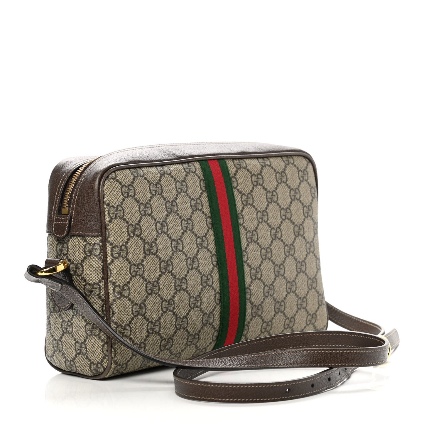 GG Supreme Monogram Web Small Ophidia Shoulder Bag Brown