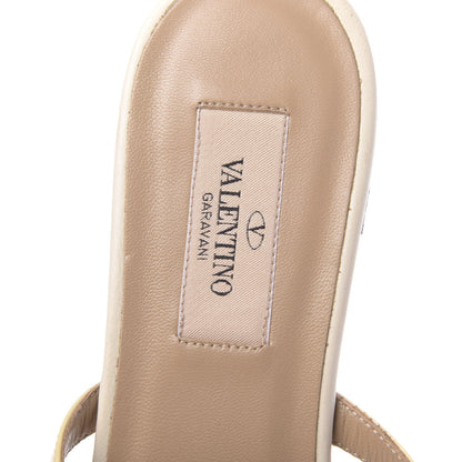 Valentino Garavani Patent Rockstud Ankle Strap Flat Sandals 37.5 Ivory 6 of 11