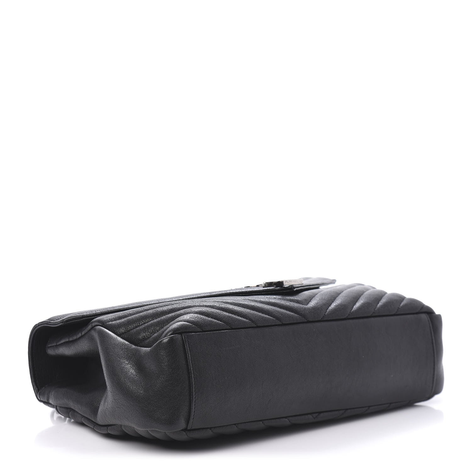 Saint Laurent Sheepskin Matelasse Chevron Monogram Large College Satchel Black 4 of 9