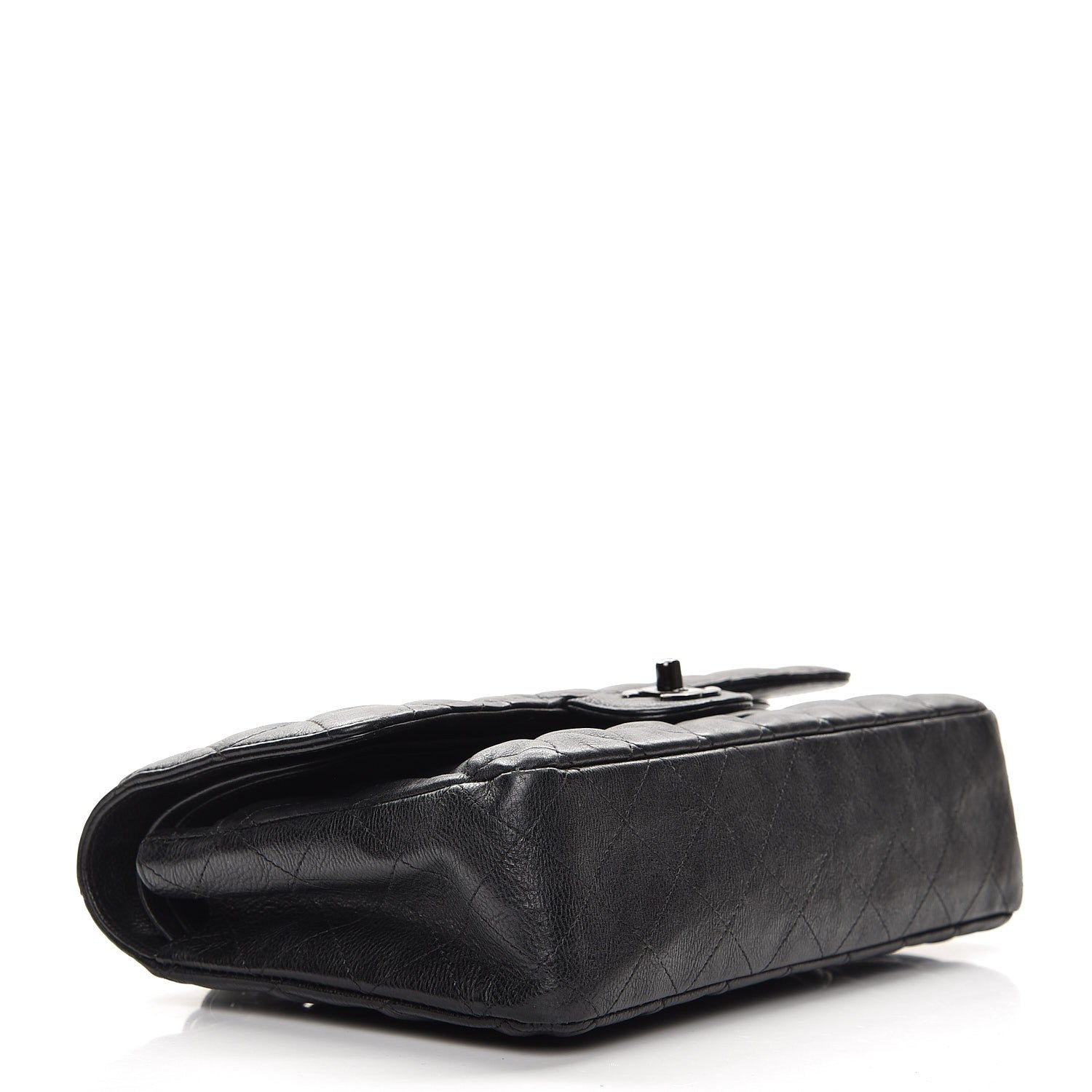 Chanel Crumpled Calfskin Quilted Medium Double Flap So Black 5 of 12