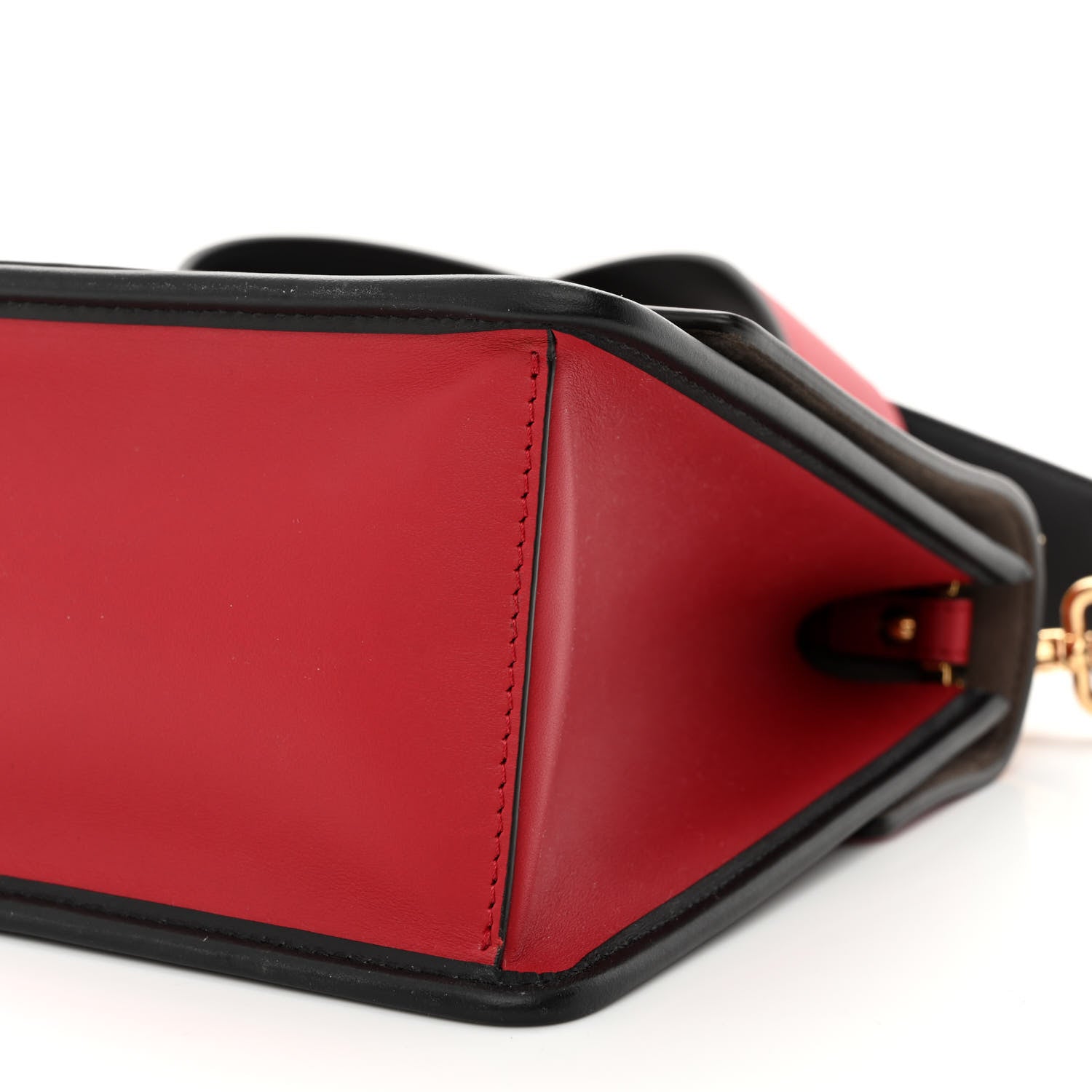 Fendi Vitello Century F is Fendi Bi-Color FF 1974 Embossed Kan I Shoulder Bag Fragola Maya Black 10 of 10