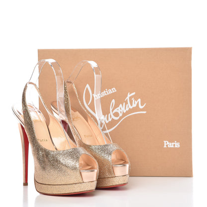 Christian Louboutin Glitter Palais Royal Sling 140 Pumps 39 Poudre 10 of 10
