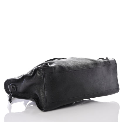 Balenciaga Shiny Grained Goatskin Black Metallic Edge City Black 3 of 9