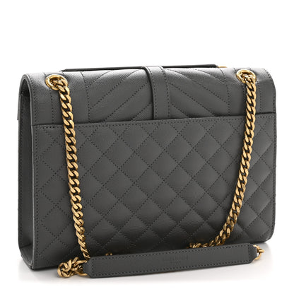 Saint Laurent Grain De Poudre Textured Mixed Matelasse Medium Triquilt Monogram Satchel Storm 3 of 11