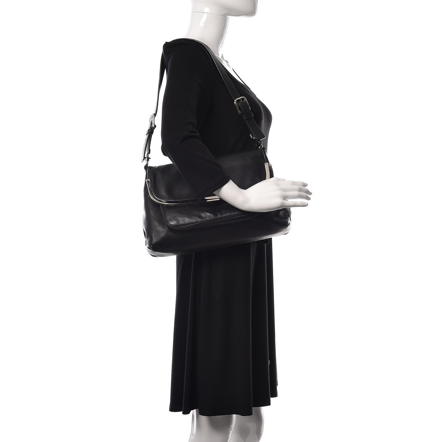 Dolce & Gabbana Calfskin Miss Sleek Shoulder Bag Black 2 of 9
