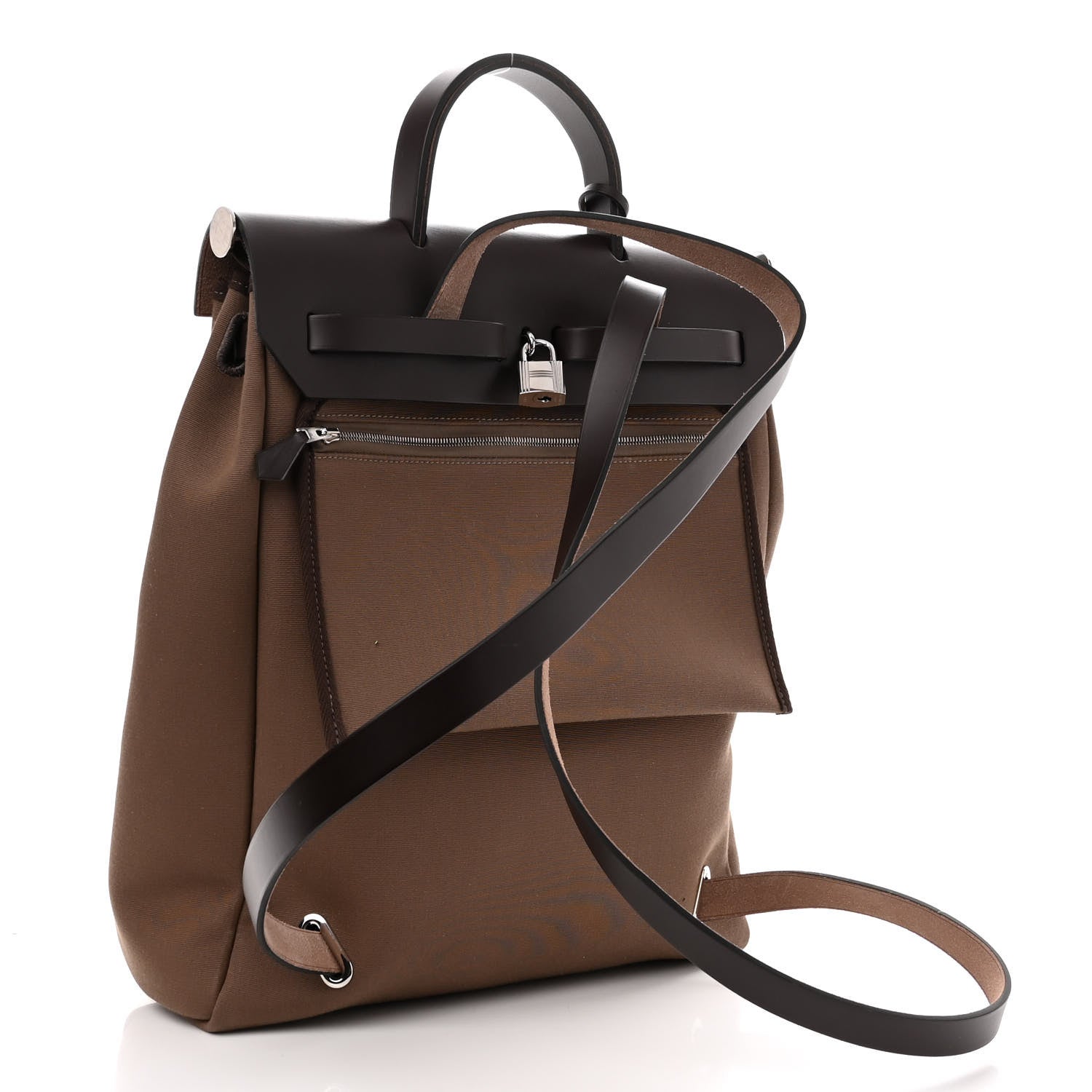 Hermes Military Toile Vache Hunter Herbag a Dos Zip Retourne Backpack Etoupe Ebene 3 of 9