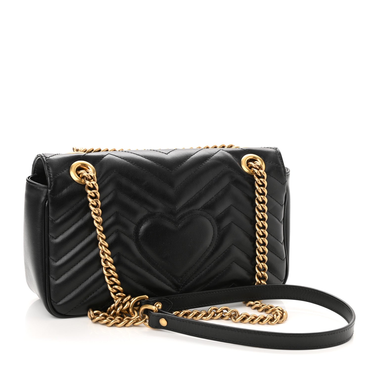 Gucci Calfskin Matelasse Small GG Marmont Shoulder Bag Black 2 of 7