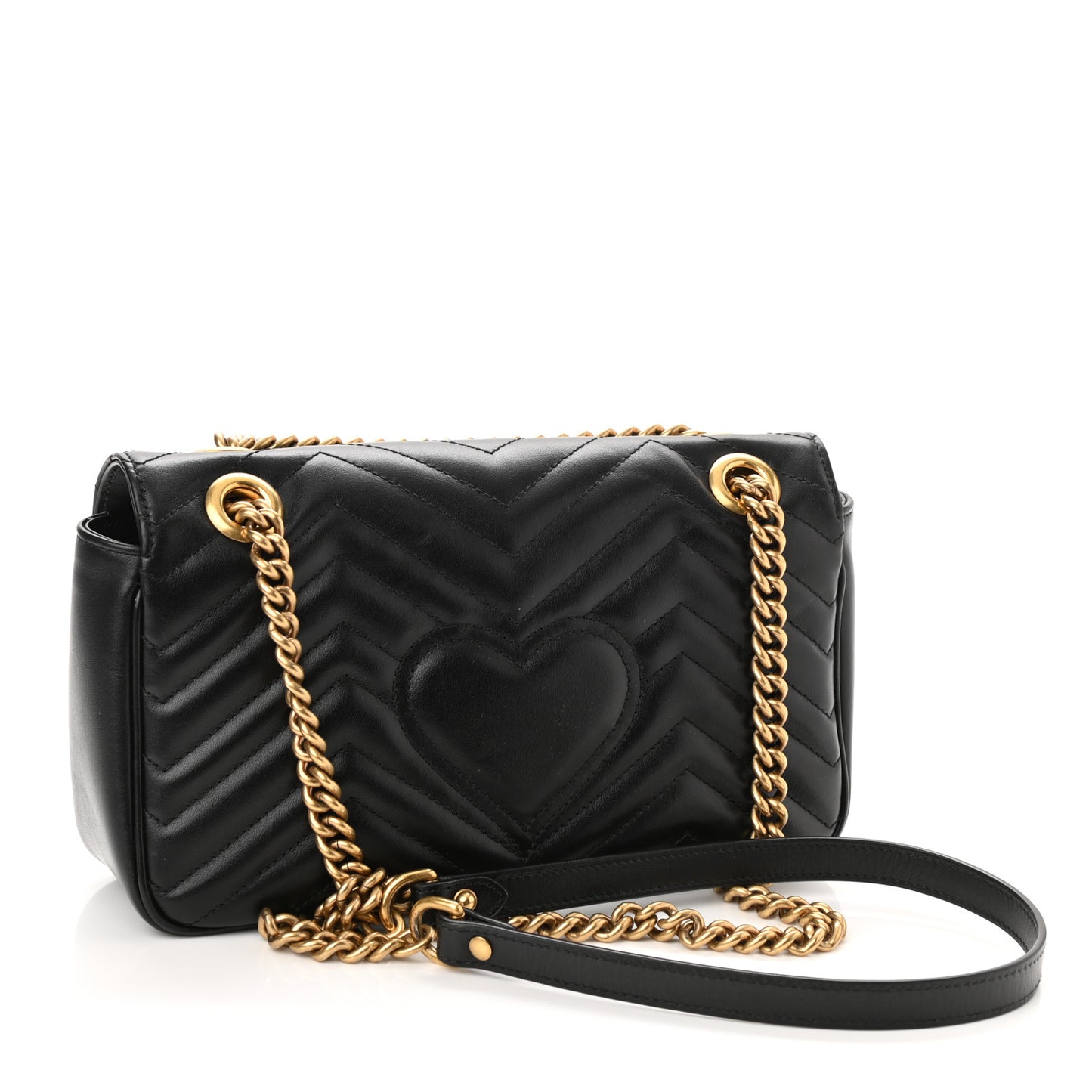 Calfskin Matelasse Small GG Marmont Shoulder Bag Black