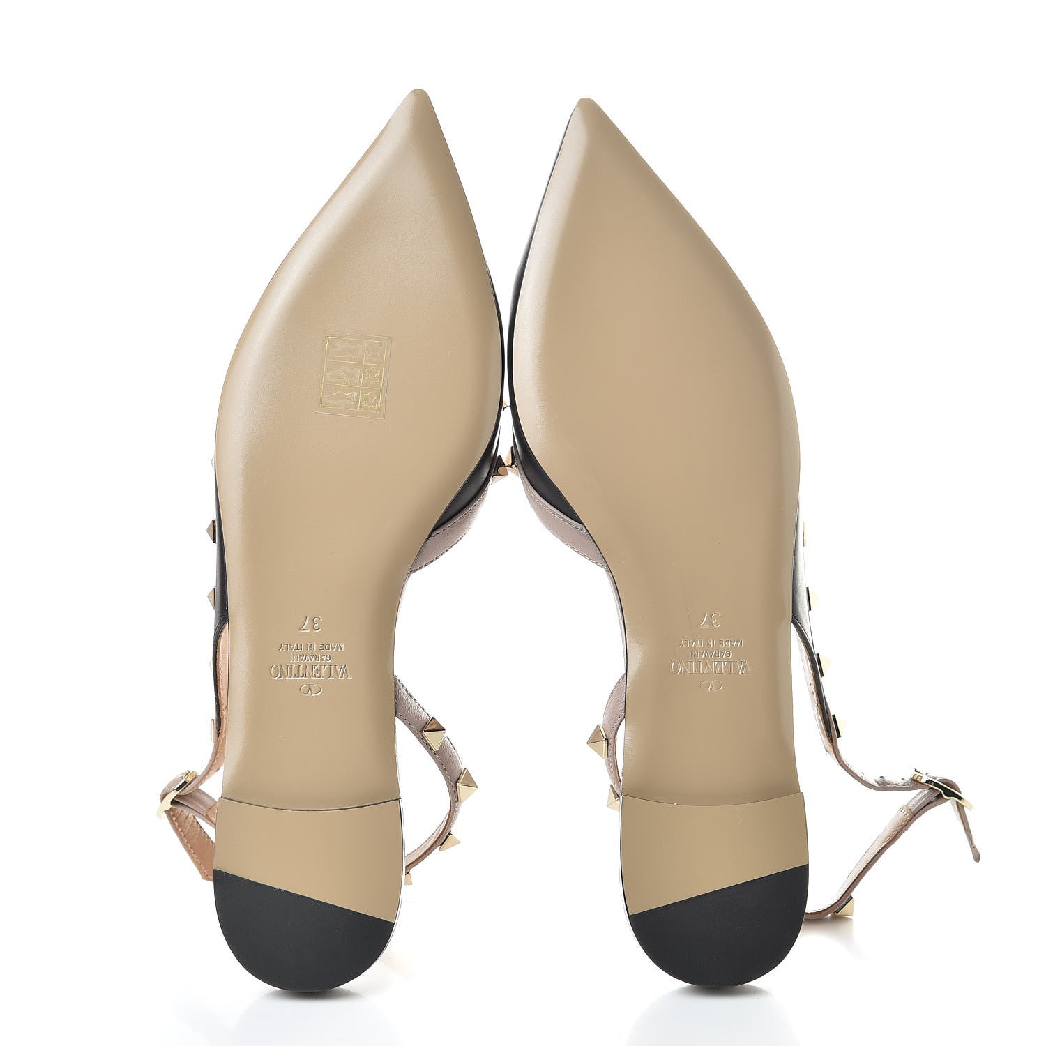 Valentino Garavani Nappa Rockstud Slingback Flats 37 Black Poudre 5 of 9
