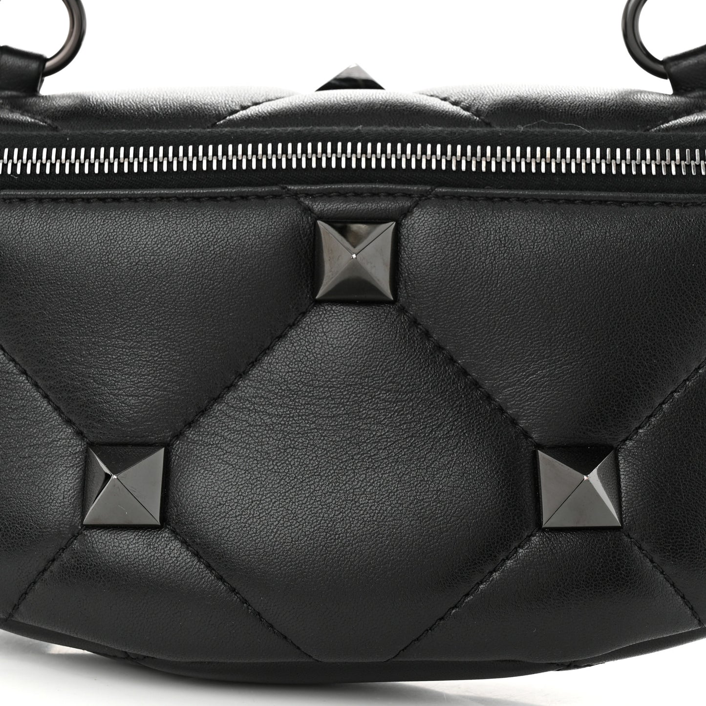 Nappa Monochrome Roman Stud Belt Bag Black