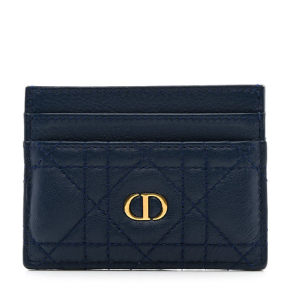 Christian Dior Supple Calfskin Cannage Caro Fresia Card Holder Navy 1 of 9