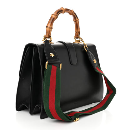 Gucci Calfskin Bamboo Web Large Dionysus Top Handle Bag Black Bright Evergreen Hibiscus Red 3 of 12