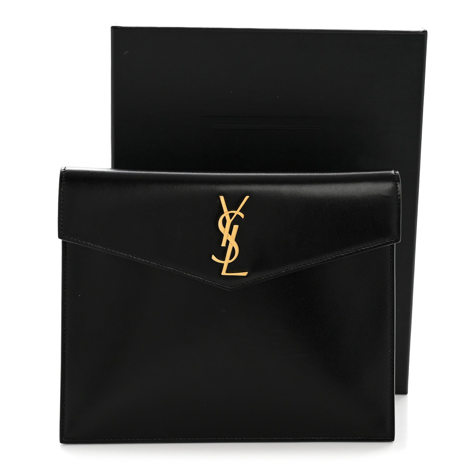Saint Laurent Smooth Shiny Calfskin Monogram Uptown Baby Pouch Black 9 of 9