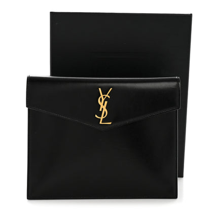 Saint Laurent Smooth Shiny Calfskin Monogram Uptown Baby Pouch Black 9 of 9
