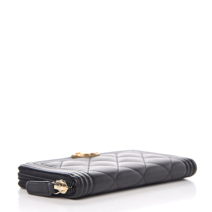 Chanel Caviar Quilted Small Boy Zip Around Wallet Black 4 of 9