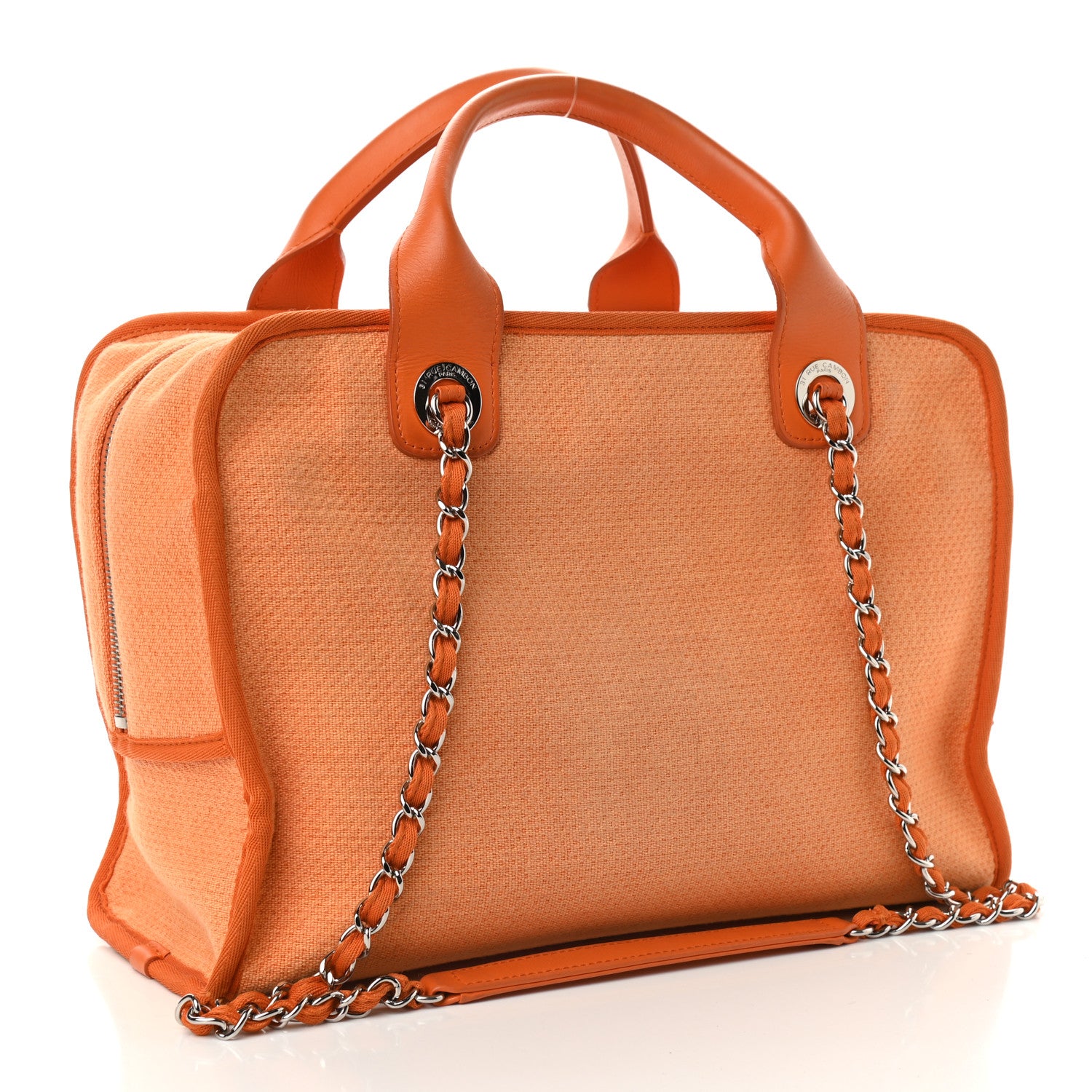 Chanel Canvas Deauville Bowling Bag Orange 3 of 9