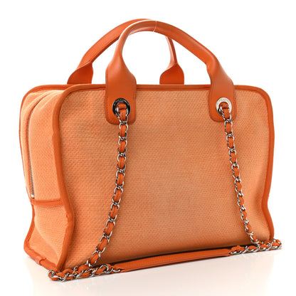 Chanel Canvas Deauville Bowling Bag Orange 3 of 9