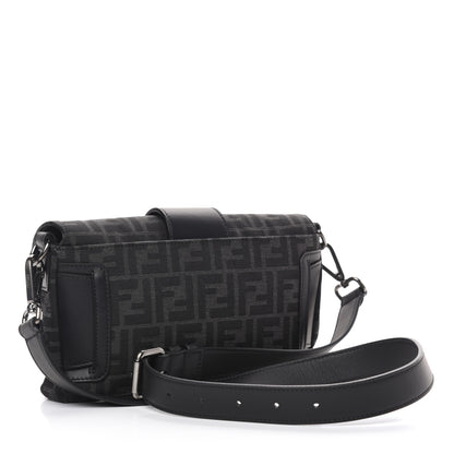 Fendi Recycled Fabric Jacquard Vitello Grace FF 1974 Belt Baguette Bag Asfalto Black 3 of 9