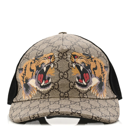 Gucci GG Supreme Monogram Tiger Print Baseball Hat L 59 Beige 3 of 9