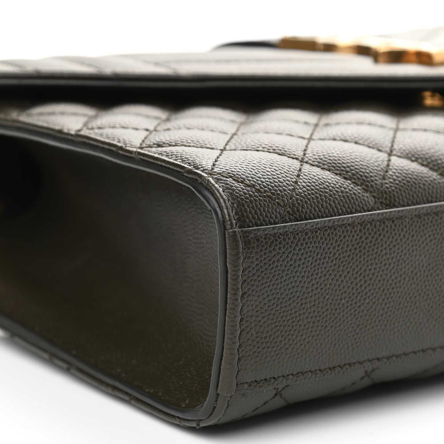 Grain De Poudre Textured Mixed Matelasse Triquilt Medium Monogram Satchel Army Green