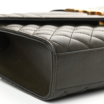 Saint Laurent Grain De Poudre Textured Mixed Matelasse Triquilt Medium Monogram Satchel Army Green 9 of 10