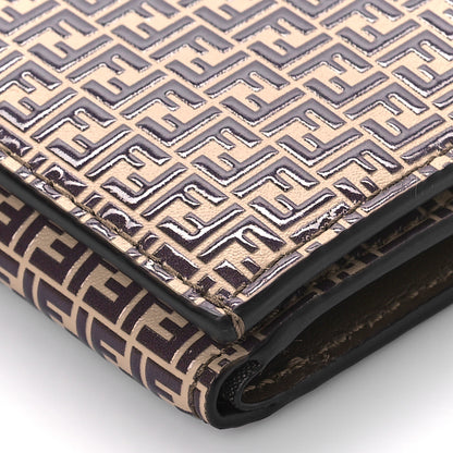 Fendi Vitello Liberty Micro FF Embossed Small O'Lock Wallet Beige Amido Maya 8 of 10