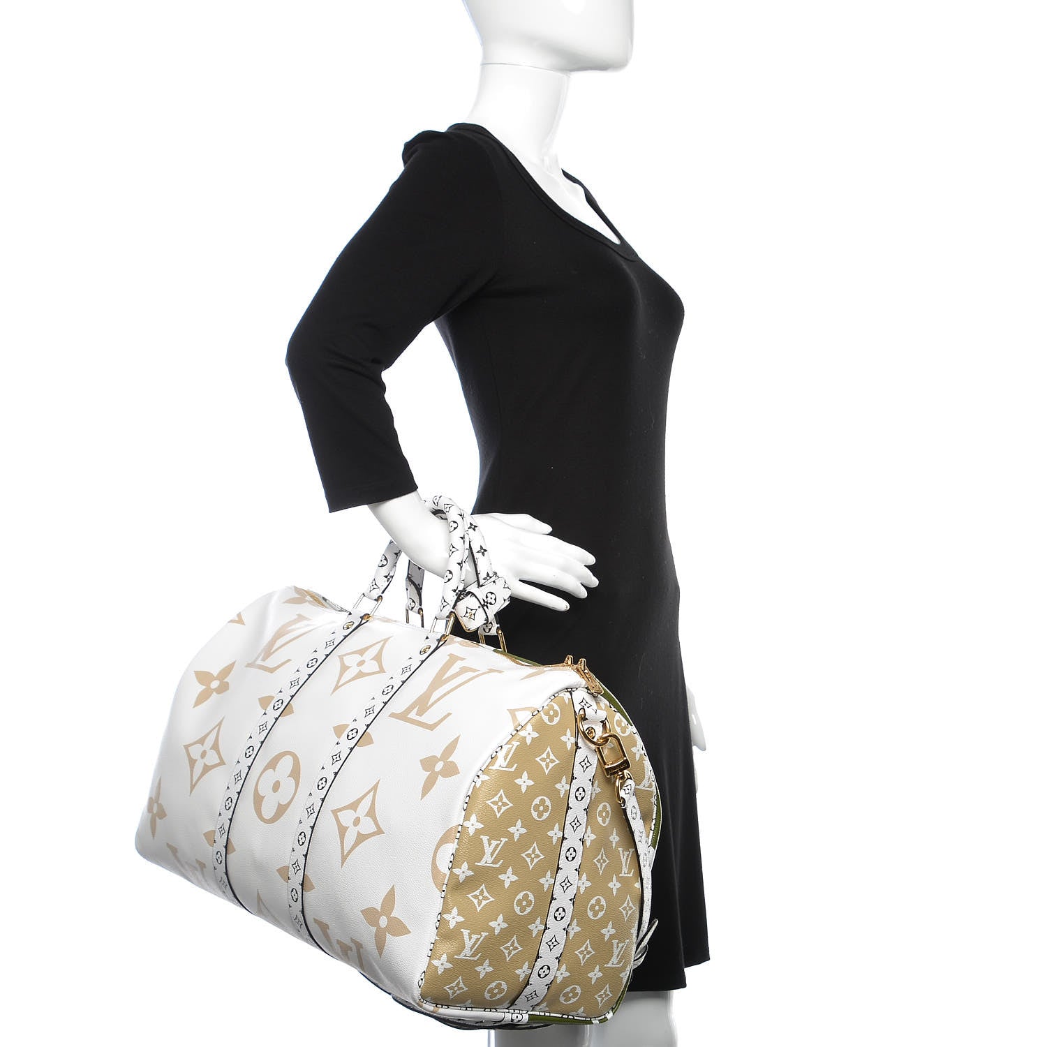 Louis Vuitton Monogram Giant Keepall Bandouliere 50 Kaki Beige 3 of 11