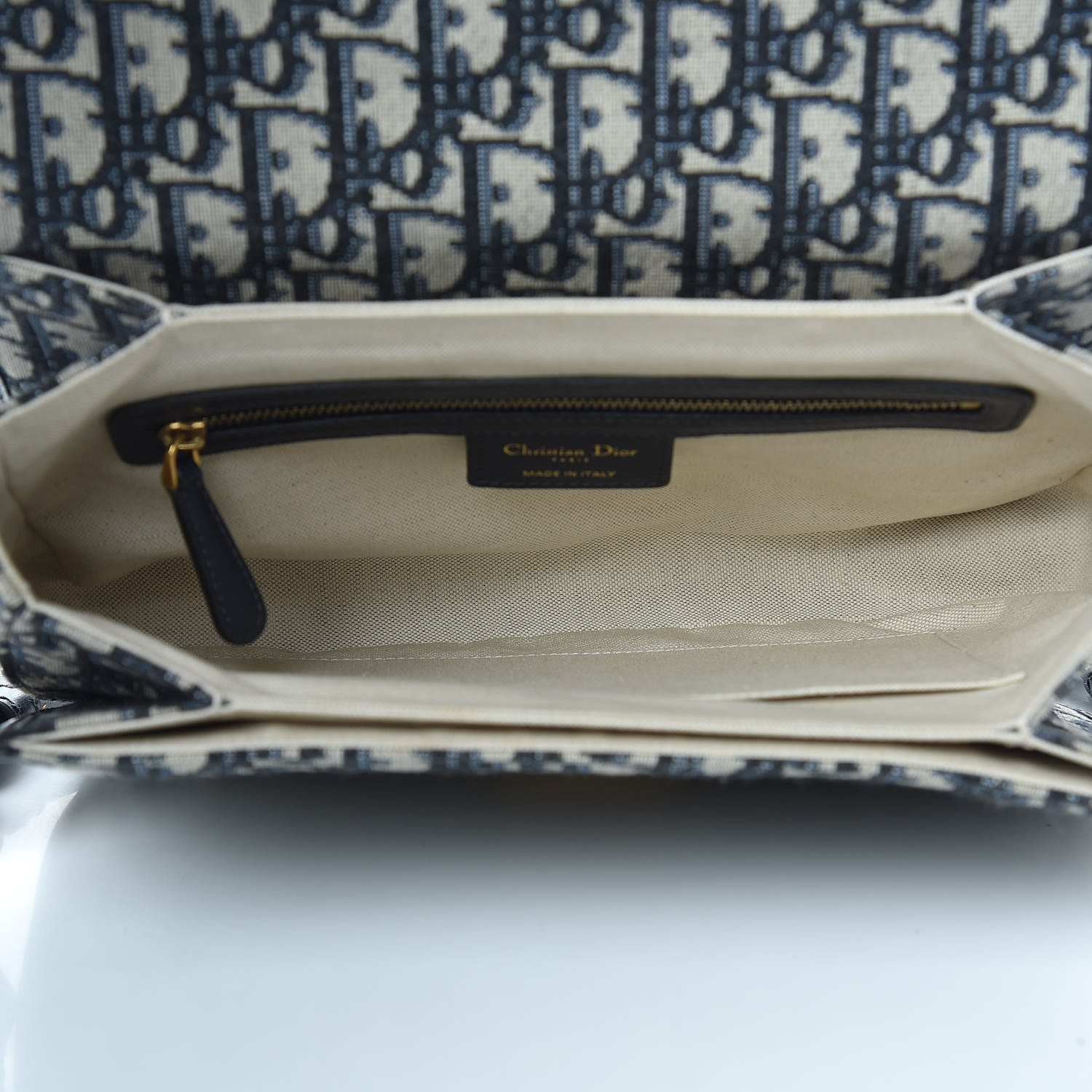 Christian Dior Oblique Flap Bag Navy Blue 5 of 10