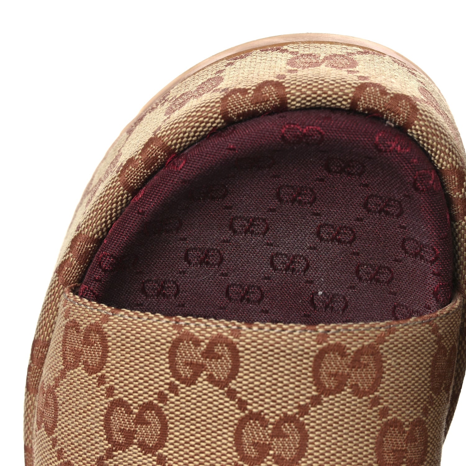 Gucci Canvas GG Monogram Angelina Platform Slide Sandals 37.5 Beige Ruggine 11 of 12